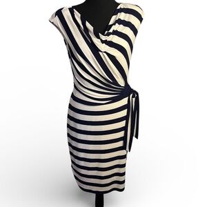 Lauren Ralph Lauren Nautical Preppy Sheath Dress Sz 6 Coastal Cape Cod Ruched